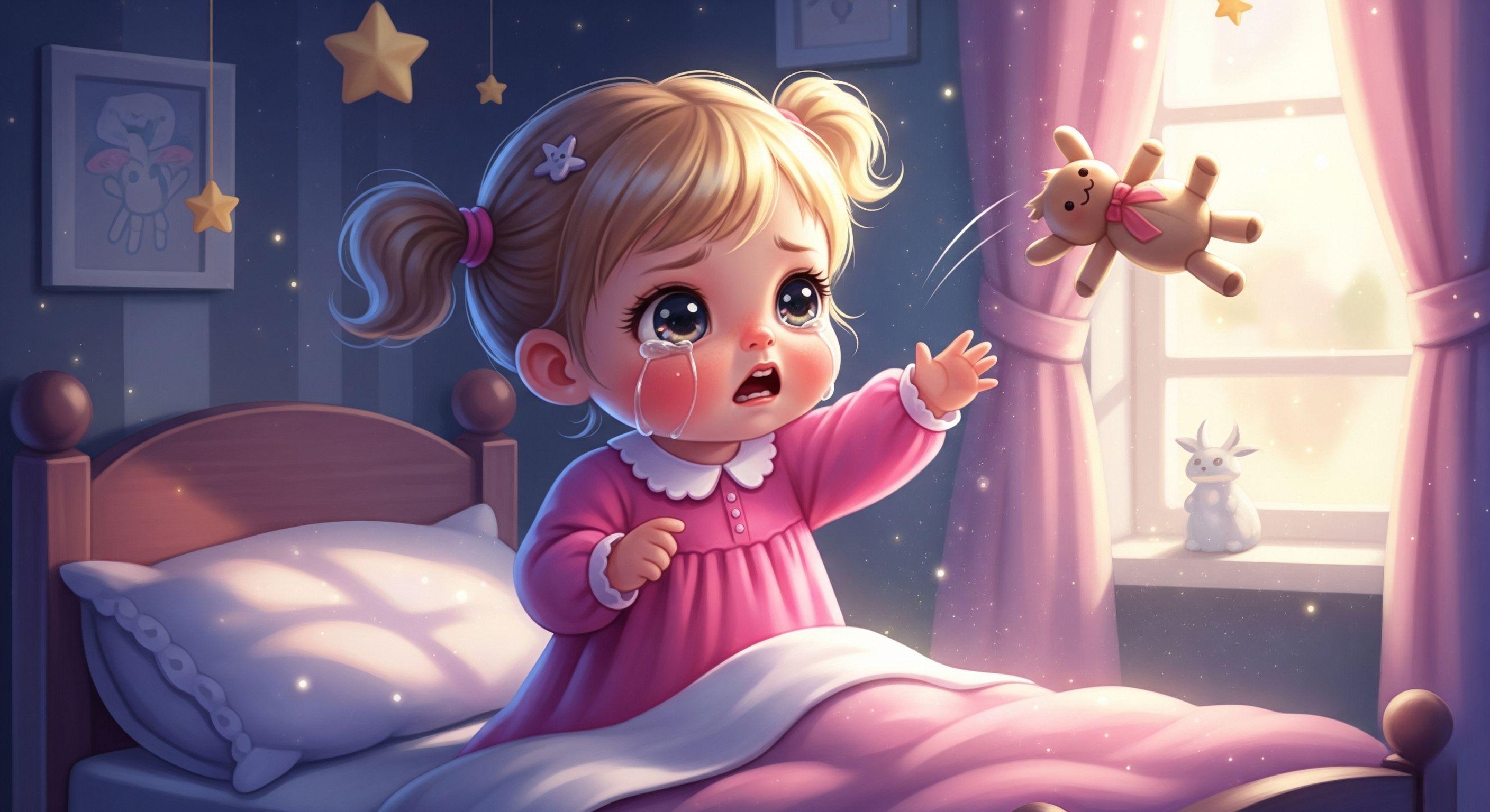 Parent comforting child during bedtime tantrum, creating a peaceful evening